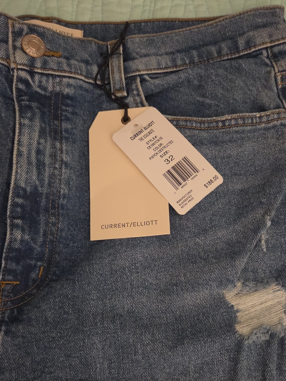Current/Elliott Light Blue Distressed Boyfriend Jeans